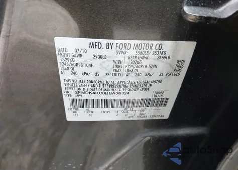2011 Ford Edge Limited from USA, damaged, VIN 2FMDK4KC0BBA06324